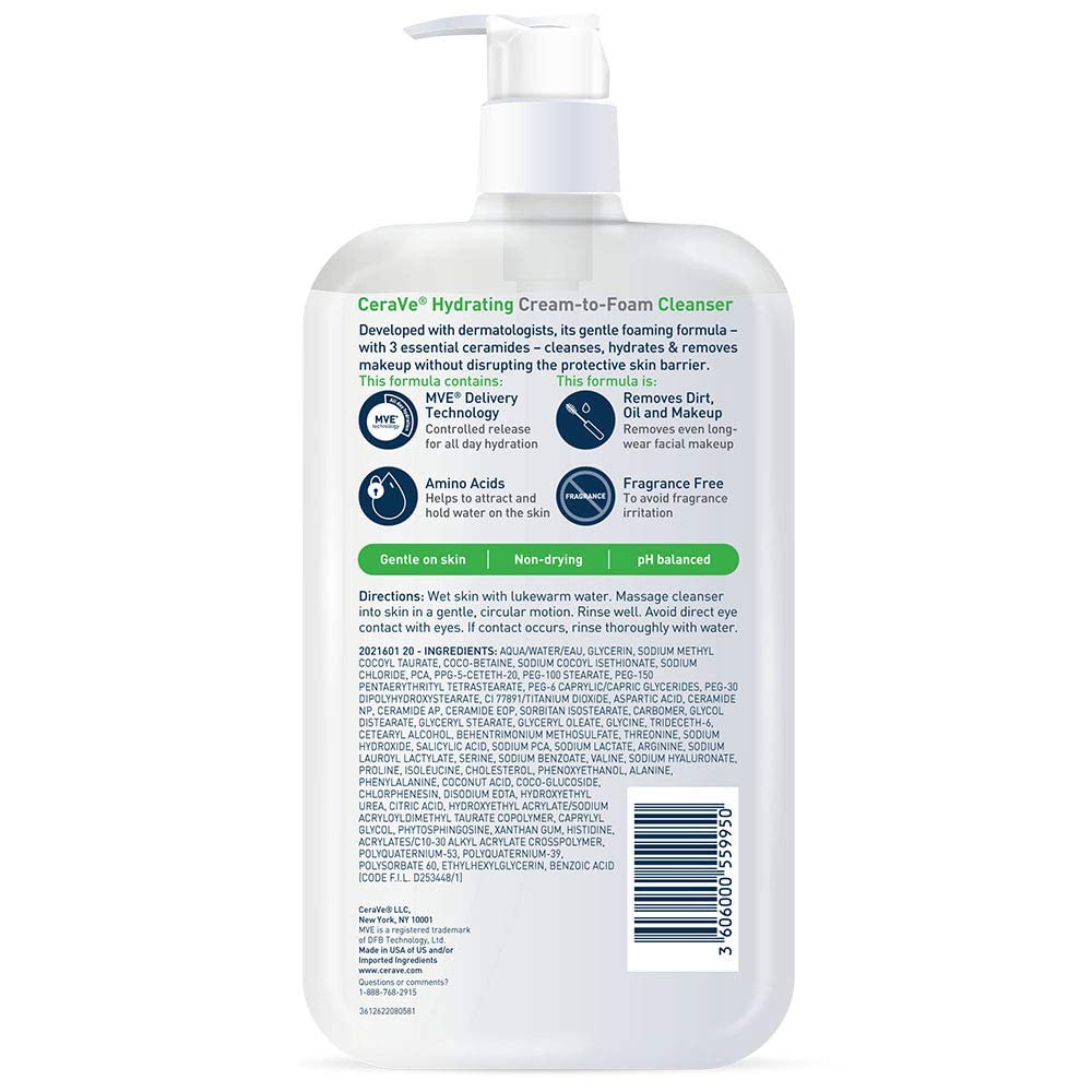 CeraVe Hydrating Cream-to-Foam Cleanser