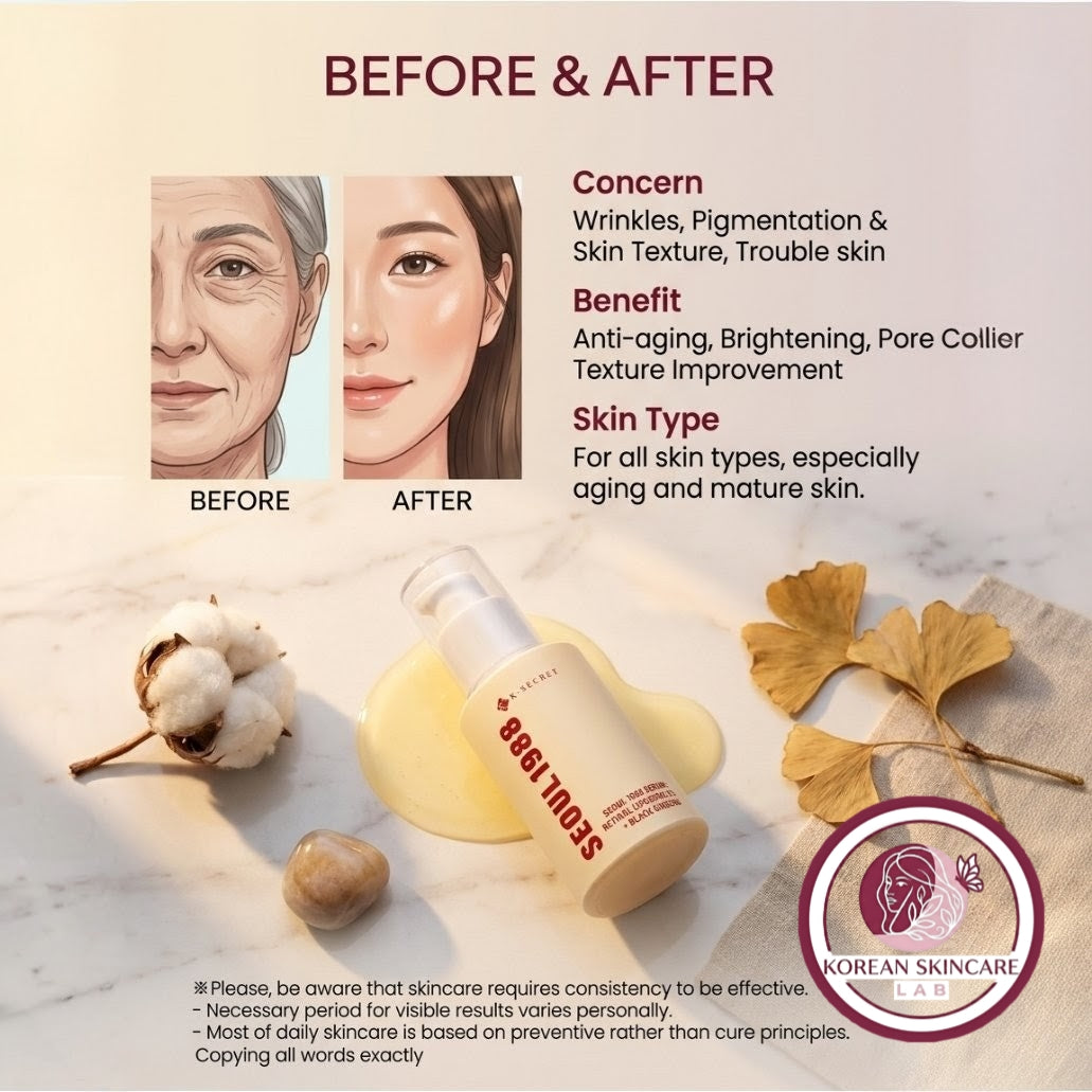 K-Secret Seoul 1988 Serum: Retinal Liposome 2% + Black Ginseng