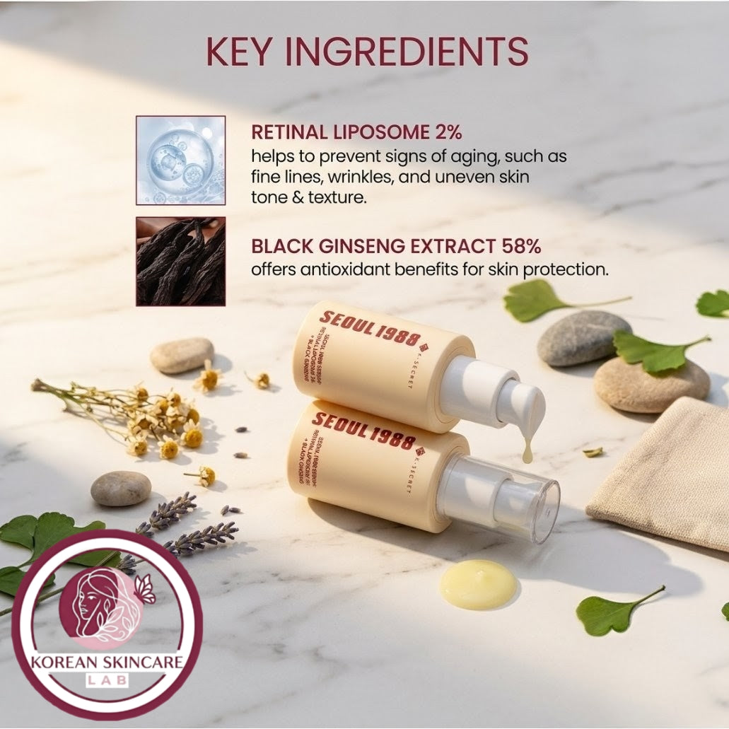 K-Secret Seoul 1988 Serum: Retinal Liposome 2% + Black Ginseng